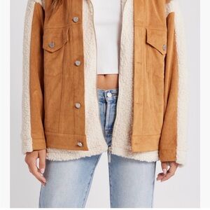 Blank NYC Tan and Cream Teddy Jacket